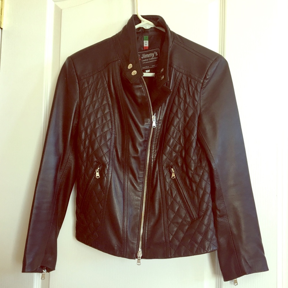 100% Black lambskin leather jacket. size 2P